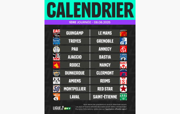 'a première journée de Ligue 2 est connu !!!