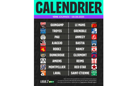 'a première journée de Ligue 2 est connu !!!
