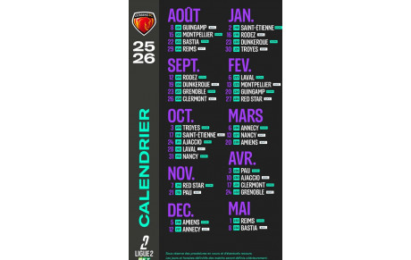 Le calendrier complet est sorti